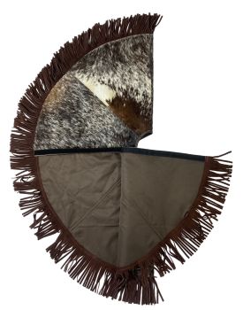 Showman Cowhide Leather Christmas Tree Skirt - Fringe Trim #6